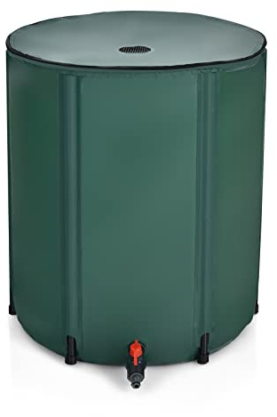Goflame Rain Barrel Water Collector Portable Foldable Collapsible Tank,Spigot Filter Water Storage Container, Green (60 Gallon)