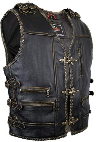 MDM biker motorcykel läder kåpa retro stil (5XL)