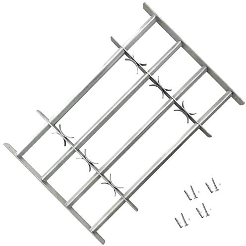 Homgoday Sicherheitsgitter aus verzinktem Stahl | 4 Querstreben | Breite 700-1050 mm | für Fenster | Einbruchschutz Model141386