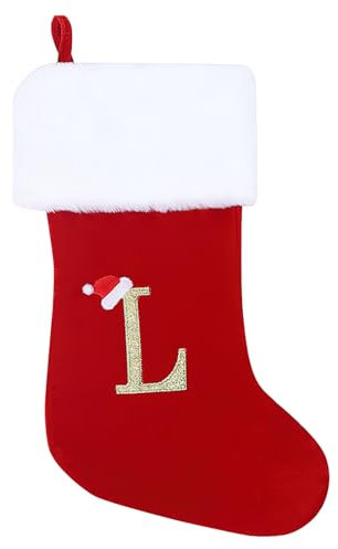 GOXAEEE Weihnachtsstrumpf Personalisiert Nikolausstrumpf 45 cm Großer Christmas Stockings Weihnachtsbaum Kamin hängende Ornamente Geschenkhalter Weihnachtsdekorationen für Weihnachtsbaum und Heim (L)