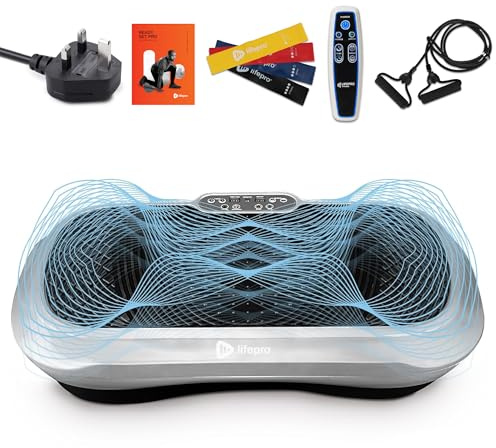 LifePro Vibration Plate Exercise Machine For Weight Loss & Full Body Workout | Waver | 99 Speed Levels & 9 Programs | Exercise Equipment For Home Use Lymphatic Drainage | Resistance Bands | White