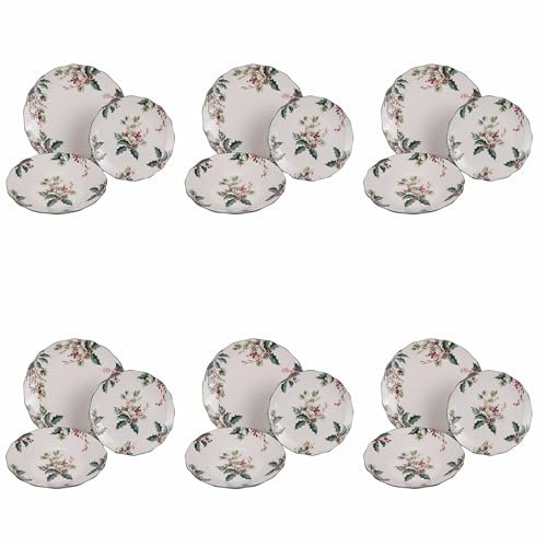 Villa d'Este Home Tivoli Service de vaisselle 18 pièces en porcelaine 6 places de table, Vintage Noël