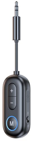 Colexy Transmisor Bluetooth 5.4, receptor, adaptador auxiliar bluetooth, jack, transmisor y receptor bluetooth 2 en 1 para estéreo doméstico, avión, auriculares, altavoz, computadora portátil, molino
