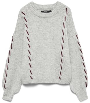 VERO MODA Vmilina LS O-Neck Handstitch Pullover Vmilina LS O-Neck Handstitch Jersey Mujer (Pack de 1)