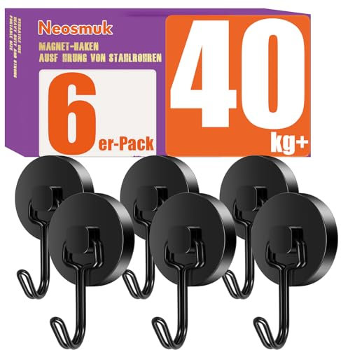 Neosmuk Crochet magnétique Swing - 40 kg - Extra puissant - Pour organiseur de casier - Aimants en néodyme - Très puissant - Pour aménagement d'atelier, tente arrière, barbecue