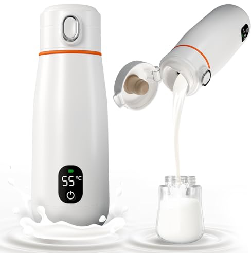 Portable Milk Warmer for Travel, 350ml Large Capacity, Portable Bottle Warmer, Smart Temperature Control, Dual Heating Modes for Breastmilk & Water, Multi Functional Bottle Warmer