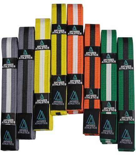 Antares Athletics Brazilian Jiu Jitsu Belts Preshurunk Martial Arts Youth BJJ Belts for Girls & Boys with BJJ Ranking Stripes (Grey Black, A2)