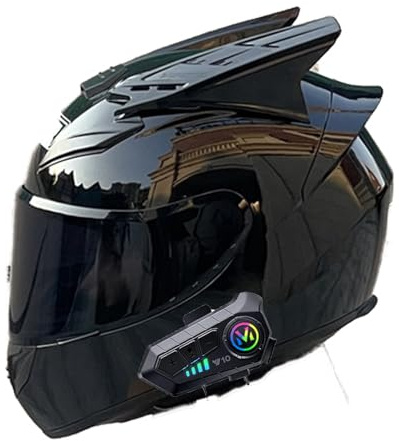 Integralhjälm Bluetooth, integrerad hjälm med dubbelt visir, perfekt för män och kvinnor D, XXL