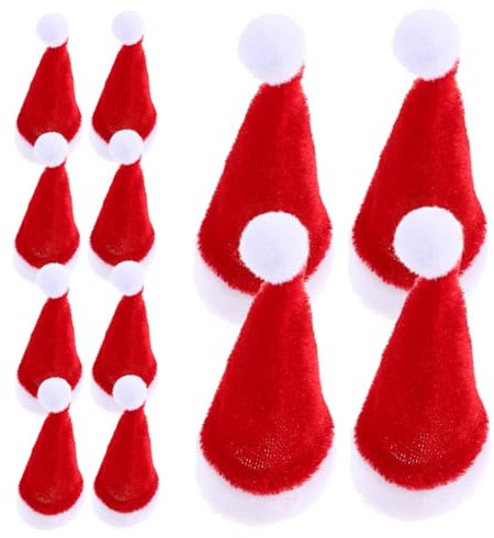 Hohopeti 12 St Mini Julhattar för och Flaskdekorationer Miniatyr Santa Hats Julpynt för Klubbor och DIY Projekt Festlig Juldekoration och Fotorekvist