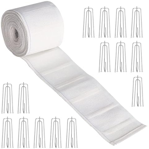 Classic Drape Line - Cinta de cortina para decoración de ventanas, riel plisado ajustable con guías de gancho, tira de tela lisa para salones, estudios y áreas de estar, 236,22 x 2,83 x 0,39 pulgadas