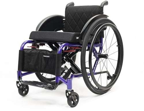 TRGCJGH Vikbar sportrullstol, självgående manuell stol med anti-tipper, ultralätt reserullstol för vuxna (lila, 38 cm/14,9 tum säte)