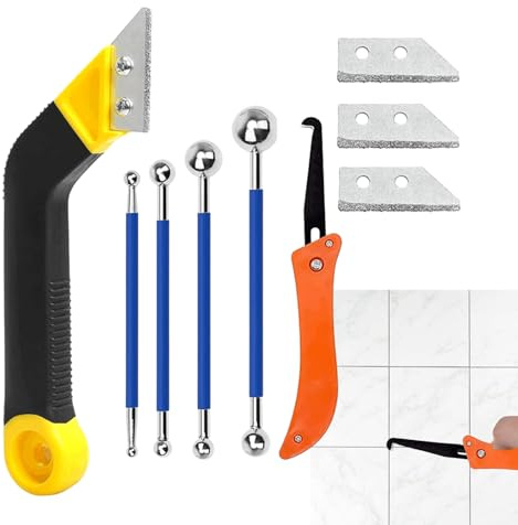 Rascador de Lechada - Kit De Sellado, Acabado Y Reparación De Juntas | Con 3 Hojas De Corte De Repuesto - para Baño Ducha Suelo Pared Limpieza y Colocación de
