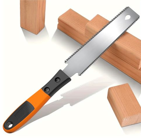 SURFOU Sierra de madera japonesa, pequeña sierra de tracción en ambos lados, mango antideslizante, hoja de acero al carbono, corte fino en madera para bricolaje, herramienta de carpintería