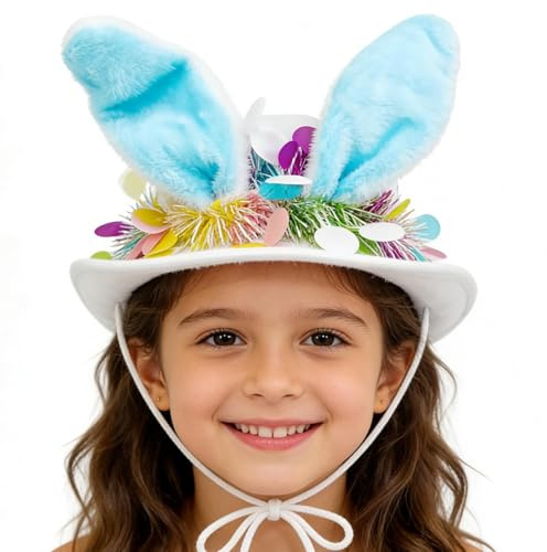 Genérico Sombrero Oreja Conejo Pascua, Sombrero Conejo Niñas, Sombreros Occidentales Temporada Navideña Para Caza De Huevos, Carnaval, De Cumpleaños, Reuniones Familiares Y Celebraciones