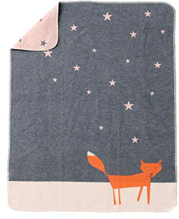 David Fussenegger - Babydecke JUWEL - Fuchs unter Sternen - grau - 70 x 90 cm