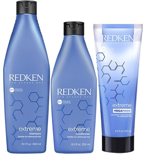 REDKEN Extreme Haarpflege-Set: Shampoo 300 ml, Conditioner 250 ml & Megamask 200 ml - Repariert Beschädigtes Haar mit Ceramide und Proteinen