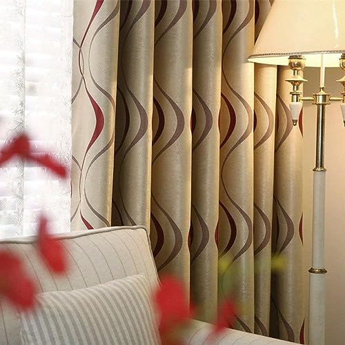 2-teiliges Set mit modernen Streifen-Gardinen für Wohnzimmer (rote Streifen, 5 x 168 x 183 cm)