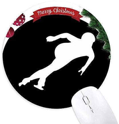 sport d'hiver de patinage, silhouette noire tapis de souris en caoutchouc de sapin de noël