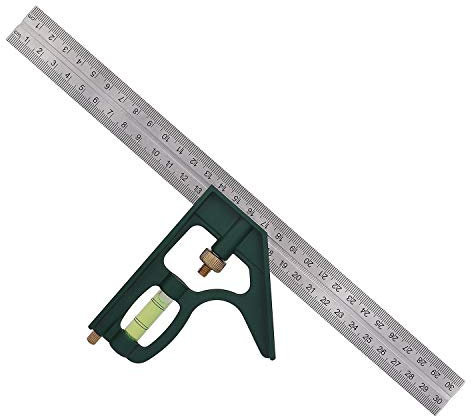 Escuadra Combinada Ajustable Regla de ángulo Cuadrado de Combinación Multifuncional de 45/90 Grados con Nivel de Burbuja para Herramientas de Carpintero 300 mm/12 Pulgadas