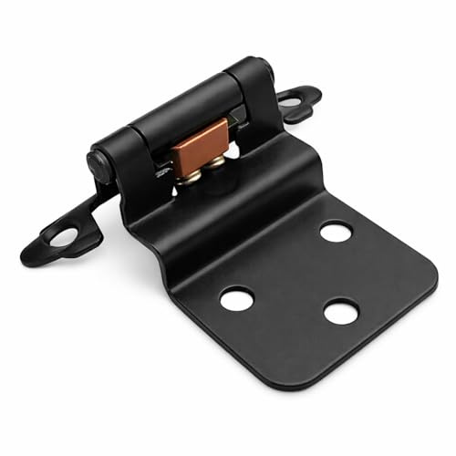ANGSTROM 2-Pack Partially Exposed Cabinet Hinges, 180-Degree Self-Closing, Surface-Mount 3/8 Inset (Black)