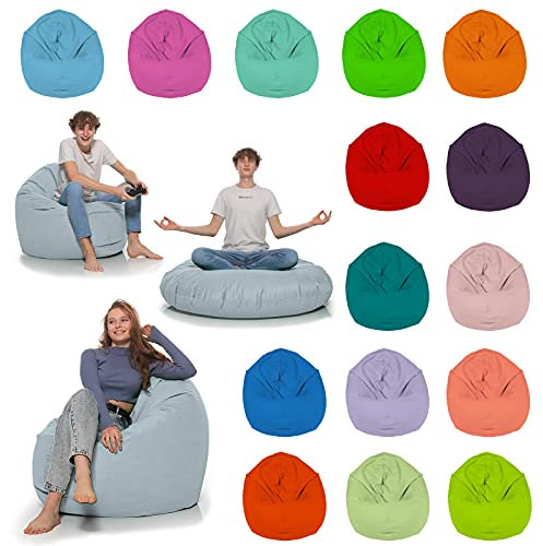 HomeIdeal - Sitzsack 2-in-1 Funktionen Bodenkissen für Erwachsene & Kinder - Gaming oder Entspannen - Indoor & Outdoor da er Wasserfest ist - mit EPS Perlen (Grau, 125 cm Durchmesser)