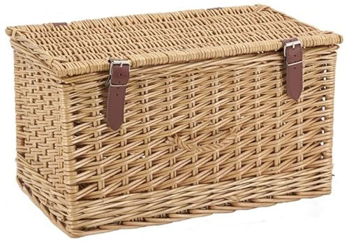 Coffre en osier buff brun et polyuréthane Moyen modèle