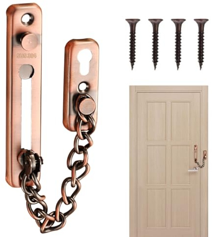 Diebstahlsicherungskette, Türkette aus Edelstahl 304, mit Schraubtürkettenschloss, für Innentüren und Fenster von Heimhotels(red)