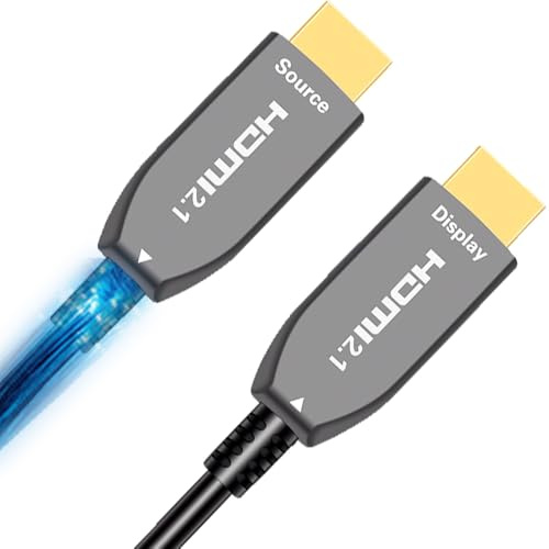 Elfcam® - Cavo HDMI 2.1 a fibra ottica Multimode OM3, cavo HDMI Ultra supporta 48 Gbps 8K@60Hz 4K@120Hz HDR dinamico HDCP 2.2 e 2.3 eARC, compatibile con X-box e monitor HDTV, 5M