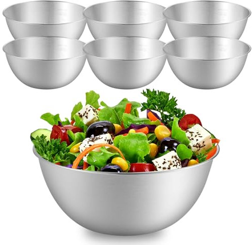 6 Pcs Bol Inox, Bols Mélangeurs En Acier Inoxydable, Saladiers Mélangeurs En Acier Inoxydable, Ensemble De Bols Mélangeurs, Saladier Inox, Avec Mesure Bol En Inox Bol, Pour La Cuisine (19.3*10*8CM)