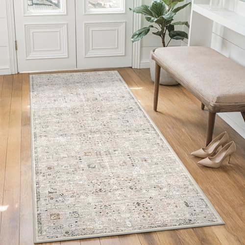 BEIMO 80X150CM Area Rugs for Bedroom, Vintage Boho YellowDarkGrey Carpets for Living Room Non Slip Machine Washable Rug Short Low Pile Rug for Kitchen Dining, Hallway, Office