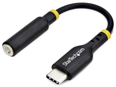 StarTech.com 5in (12.7cm) USB-C to 3.5mm TRRS Headphone/Headset Jack Audio Adapter, 32-bit DAC, USB C Aux Dongle for PC/Phone