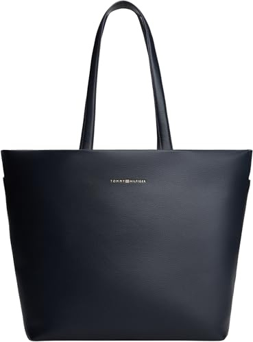 Tommy Hilfiger Aw0aw17693 - Bolso tote con logotipo para mujer, talla única, Azul (azul espacial), One Size