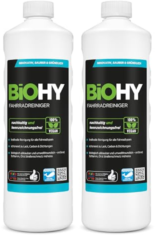BiOHY Cykelrengörare (2 x 1 liter) | Högeffektivt skum | biologiskt nedbrytbart | perfekt för elcyklar och alla cyklar | rengöringsspray