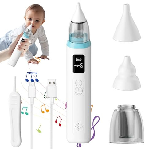 Nasensauger Baby Elektrisch Nasal Aspirator Baby mit 6 Stufen der Saugkraft Einstellbar Nasensauger Baby Staubsauger mit 2 Silikonspitzen with Musik Nasensauger für Klein Kinder Säuglinge