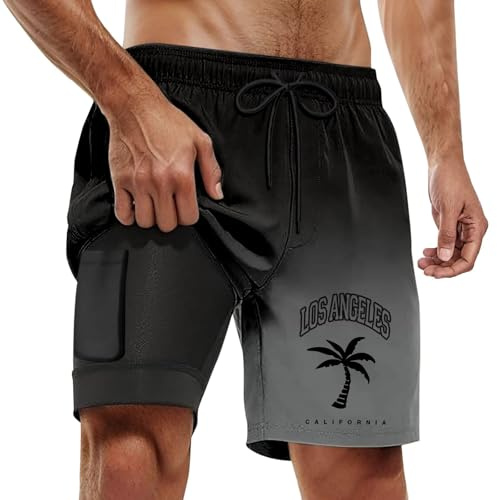 Costume a Pantaloncino Uomo, Costume Mare Uomo Calzoncini da Bagno Costumi da Piscina Pantaloncini Sportivo Boxer Mare Corto da Surf con Taschino E Coulisse Pantaloncini Mare Uomo