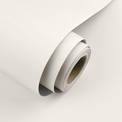 Uooar Cream Peel and Stick Wallpaper 15.7x118 Solid Colour Contact Paper Modern Removable Self-Adhesive Vinyl Wallpaper for Room Walls Shelf Countertops Cabinets