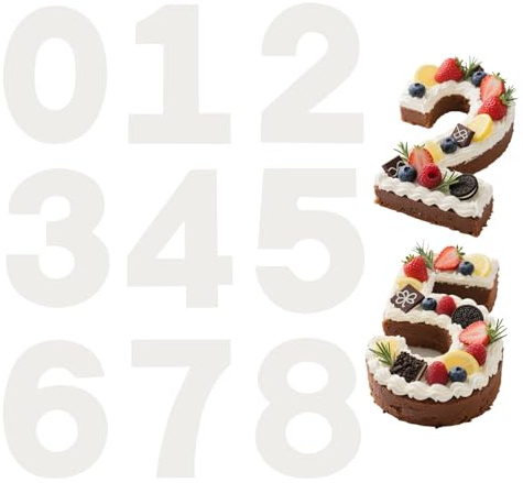 PATIKIL 0-8 Numeri con Stencil per Torte, 9 Stencil per Torte Numerici per Personalizzato Pittura Pasticceria Fai Da Te per Matrimoni Lauree Compleanni e Anniversari, Bianco