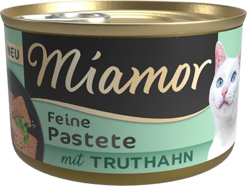 Miamor – paté | våtfoder för vuxna katter med naturlig taurin. Spannmålsfri helfoder i burk utan soja och konstgjorda tillsatser | 12 x 85 g kalkon