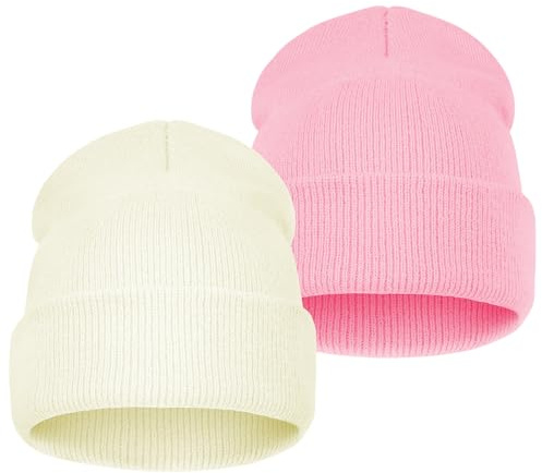 AOOSA 2 Piezas Gorro de Punto Cálido de Invierno para niños, Beanie Kids Invierno Sombreros, Gorro Cálido Beanies para 3-10 Años, Tejido Suave Unisex Sombrero para Niños Niñas