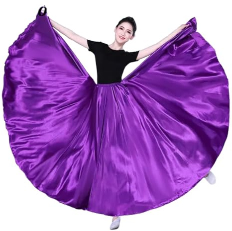 Lång dansövningskjol, 2024 Dam Swingkjol Dansdräkt 360/540/720 grader Flerfärgad Flera Storlekar(Purple,Hemline 540 L 85cm)