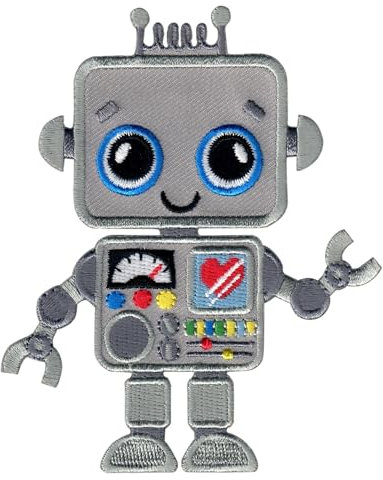 PatchMommy Robot Patch, Iron On/Sew On - Embroidered Applique Motif for Children Kids Baby