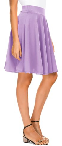 Urban CoCo Women's Basic Versatile Stretchy Flared Casual High Waist Mini Skater Skirt(Medium, Lilac-Long)