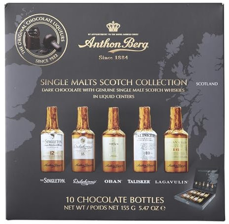 Anthon Berg 10 Single Malt Scotch Whisky Liqueurs, with a Delicious Chocolate filling, 155 g (Pack of 1)