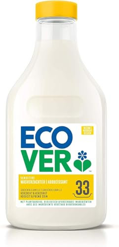 Ecover Adoucissant, Adoucissant Liquide pour Linge aux Extraits Botaniques, Fraîcheur Longue Durée, Parfum Gardenia et Vanille, Bouteille de 1 litre