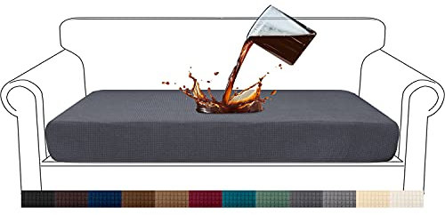 Granbest Premium Water-Repellent Sofa Seat Cushion Covers High Stretch Jacquard Fabric Couch Seat Slipcover Protector for 3 seater sofa (3 seater, Grey)