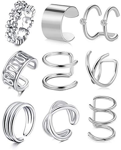 Incaton Ear Cuff 9Stk Ohrklemme Ohrclips Damen Ohne Ohrlöcher Nicht Piercing Clip auf Knorpel Ohrringe für Männer Damen Ohrstulpe für Damen Frauen
