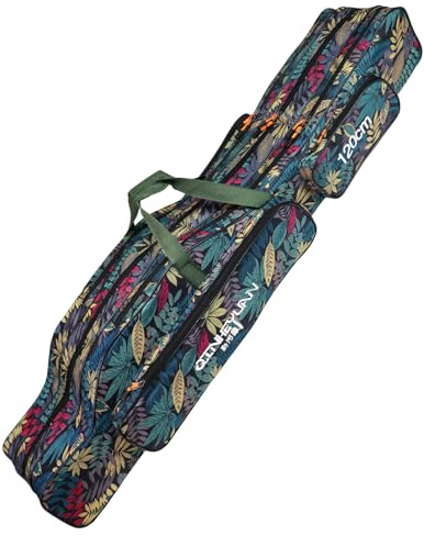 BicycleStore Fishing Rod Case, Three Layers Folding Fishing Pole Storage Bags Portable Gear Rods Reel Tackle Tool Gears Organizer Waterproof Camouflage Travel Carry Bag Carrier for Traveling(47inch)