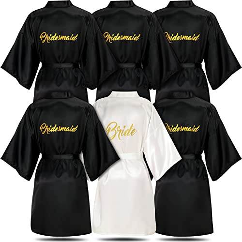 6 batas de dama de honor y novia para boda, regalo de fiesta nupcial, Talla única
