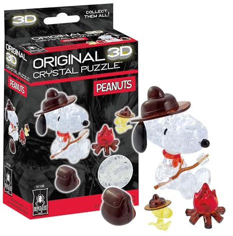 Peanuts Snoopy Campfire Crystal 3D Puzzle, 43-Pc Brain Teaser, Ages 12+