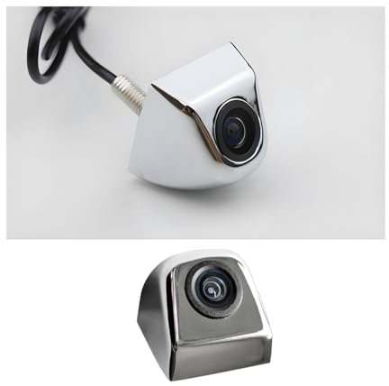 CGEAMDY Telecamera Anteriore per Auto, Telecamera di Retromarcia HD LED, Visione Notturna, Fotocamera Posteriore con Eccellente Visione Notturna IP68 Impermeabile, Grandangolo 155 Gradi(Argento)
